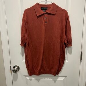 VALDA by Toscano Men's Red Knit Polo Shirt Short Sleeve Made in Italy Size L
